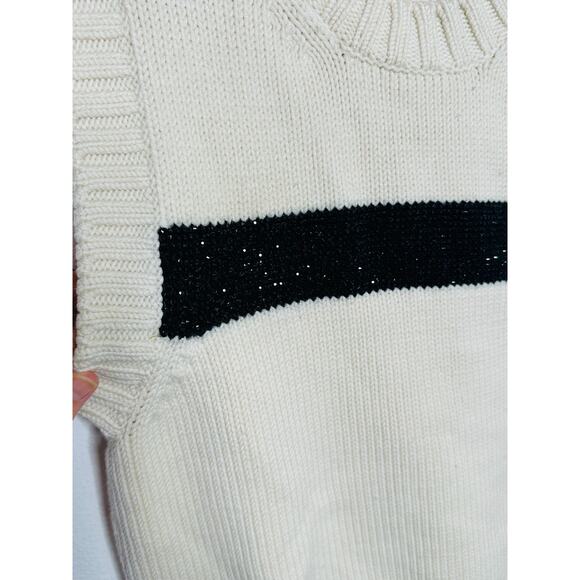 PHILOSOPHY DI LORENZO SERANFINI White Black Rhinestone Studded Wool Sweater US 6 - Picture 7 of 15